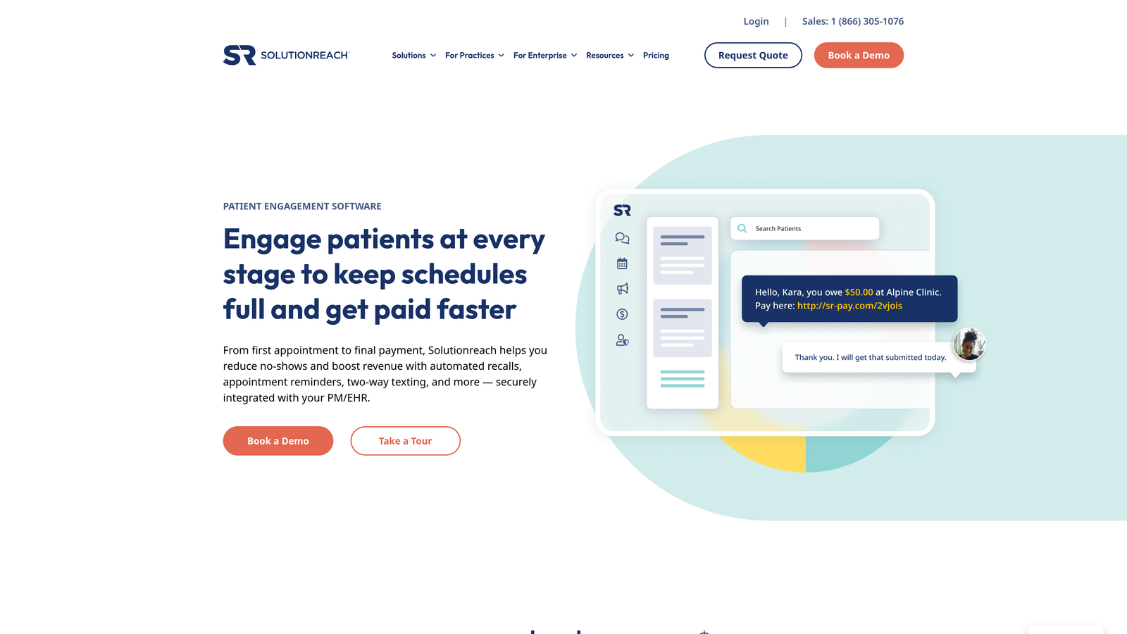 Screenshot of Solutionreach website