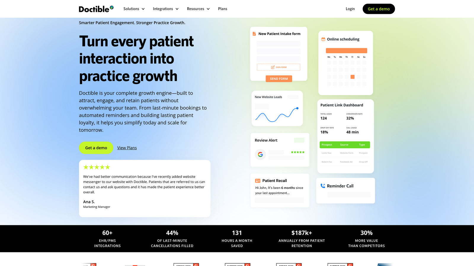 Screenshot of Doctible website