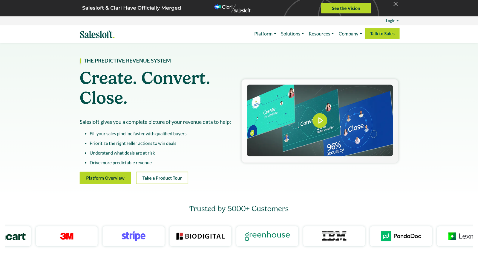 Screenshot of Salesloft website