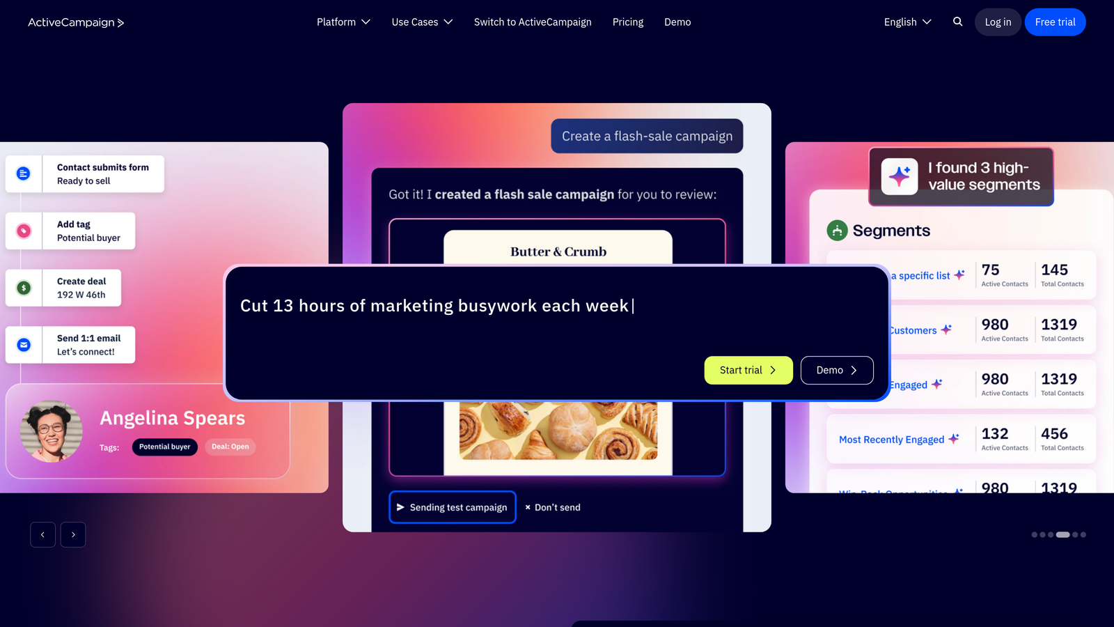 Screenshot of ActiveCampaign website