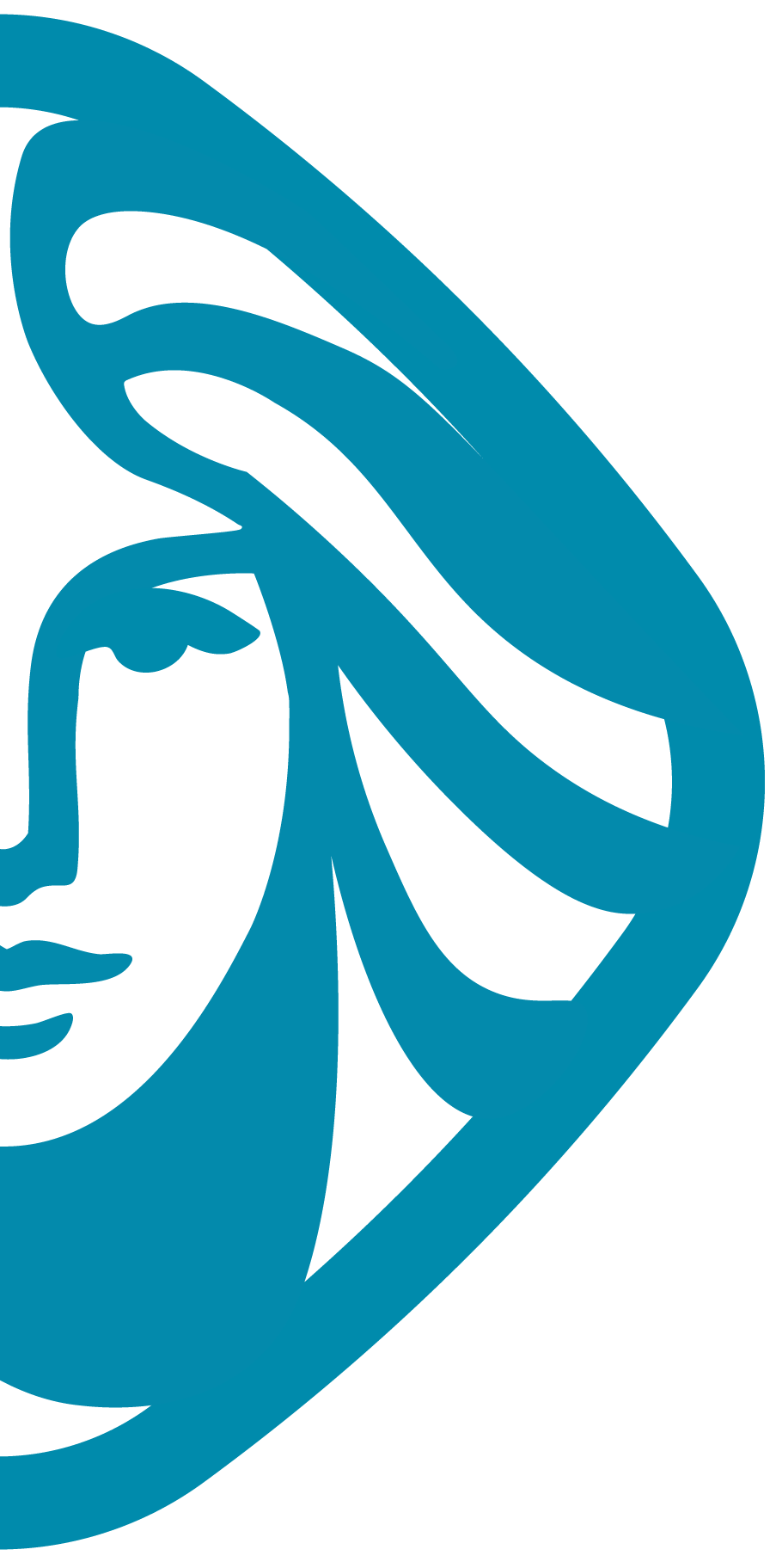 Terraluyn half logo teal and white graphic of a stylized woman's face and hair in profile.