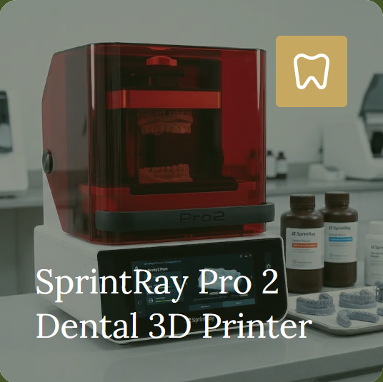 A SprintRay Pro 2 dental 3D printer on a work surface.