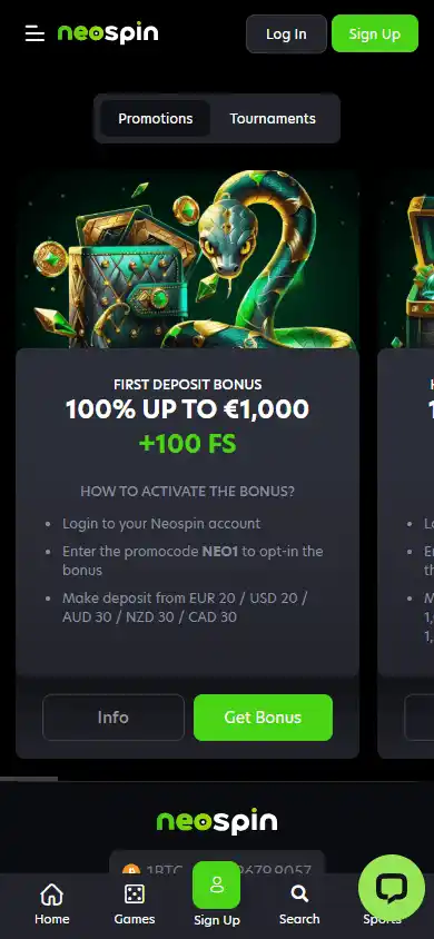 Casino promotions screenshot