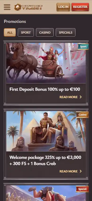 Casino promotions screenshot
