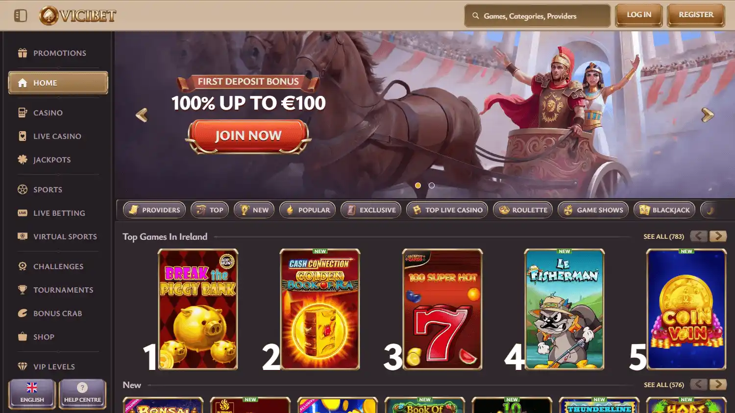 Casino promotions screenshot