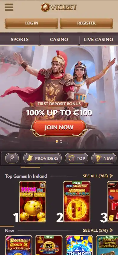 Casino homepage screenshot