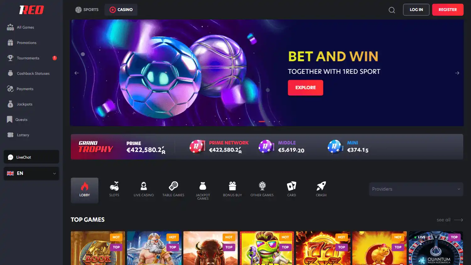 Casino promotions screenshot