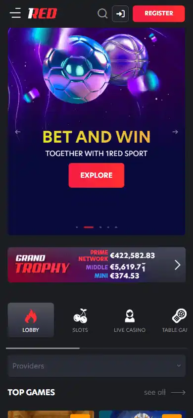 Casino homepage screenshot