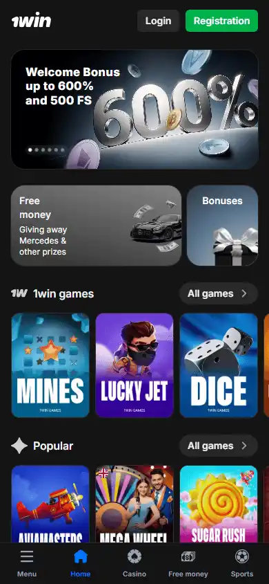 Casino homepage screenshot