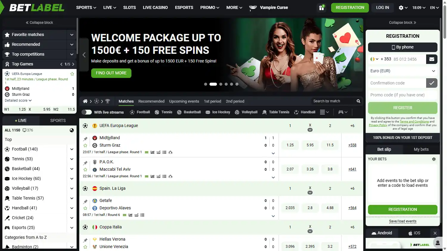 Casino promotions screenshot