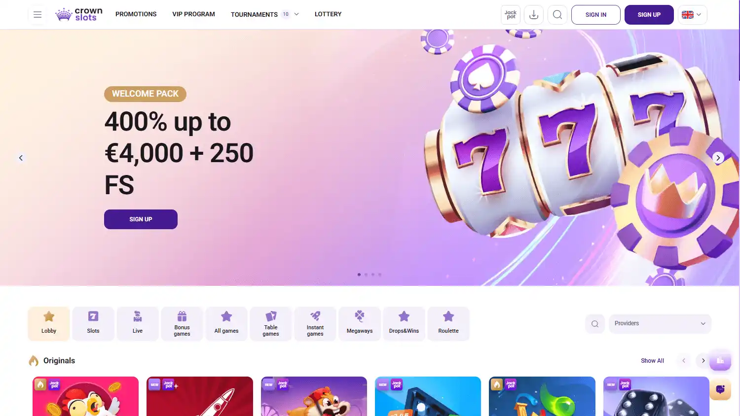 Casino promotions screenshot