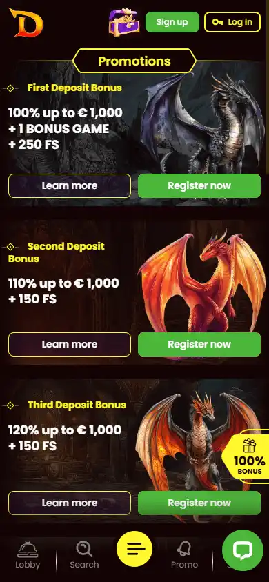 Casino promotions screenshot