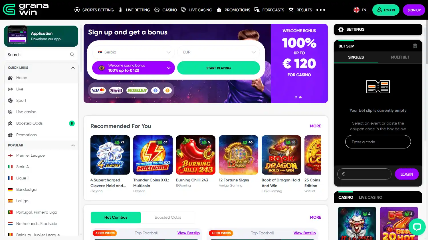 Casino promotions screenshot