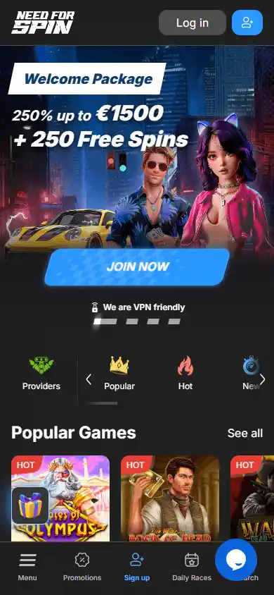Casino homepage screenshot