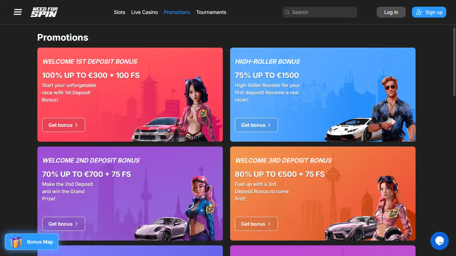Casino games lobby screenshot