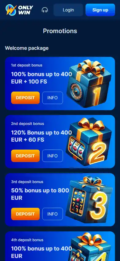 Casino promotions screenshot