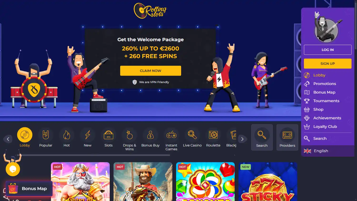 Casino promotions screenshot