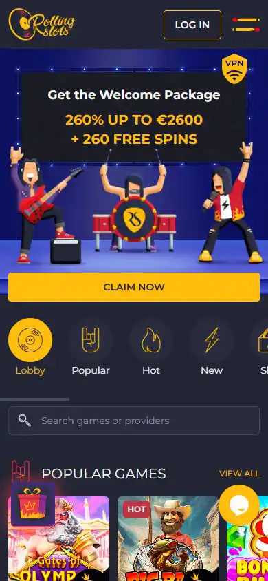 Casino homepage screenshot