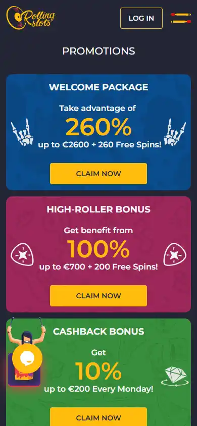 Casino promotions screenshot
