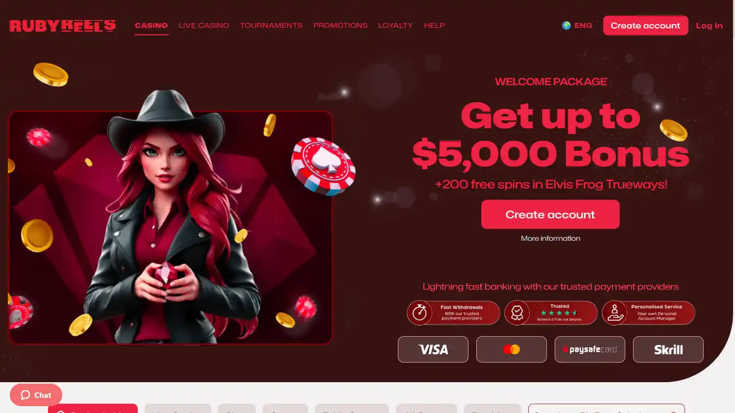 Casino homepage screenshot
