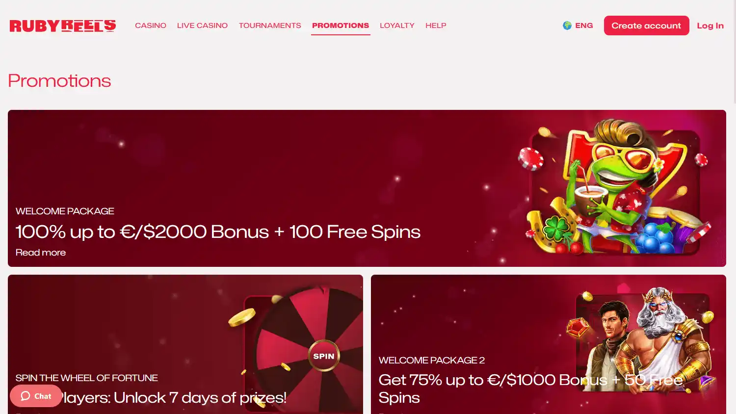 Casino promotions screenshot