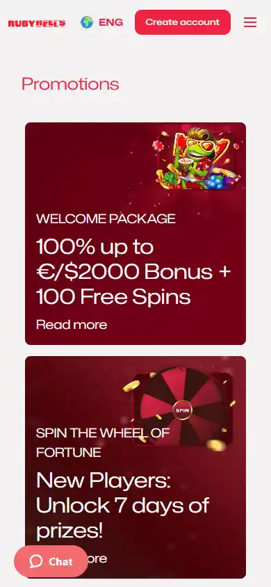 Casino promotions mobile screenshot