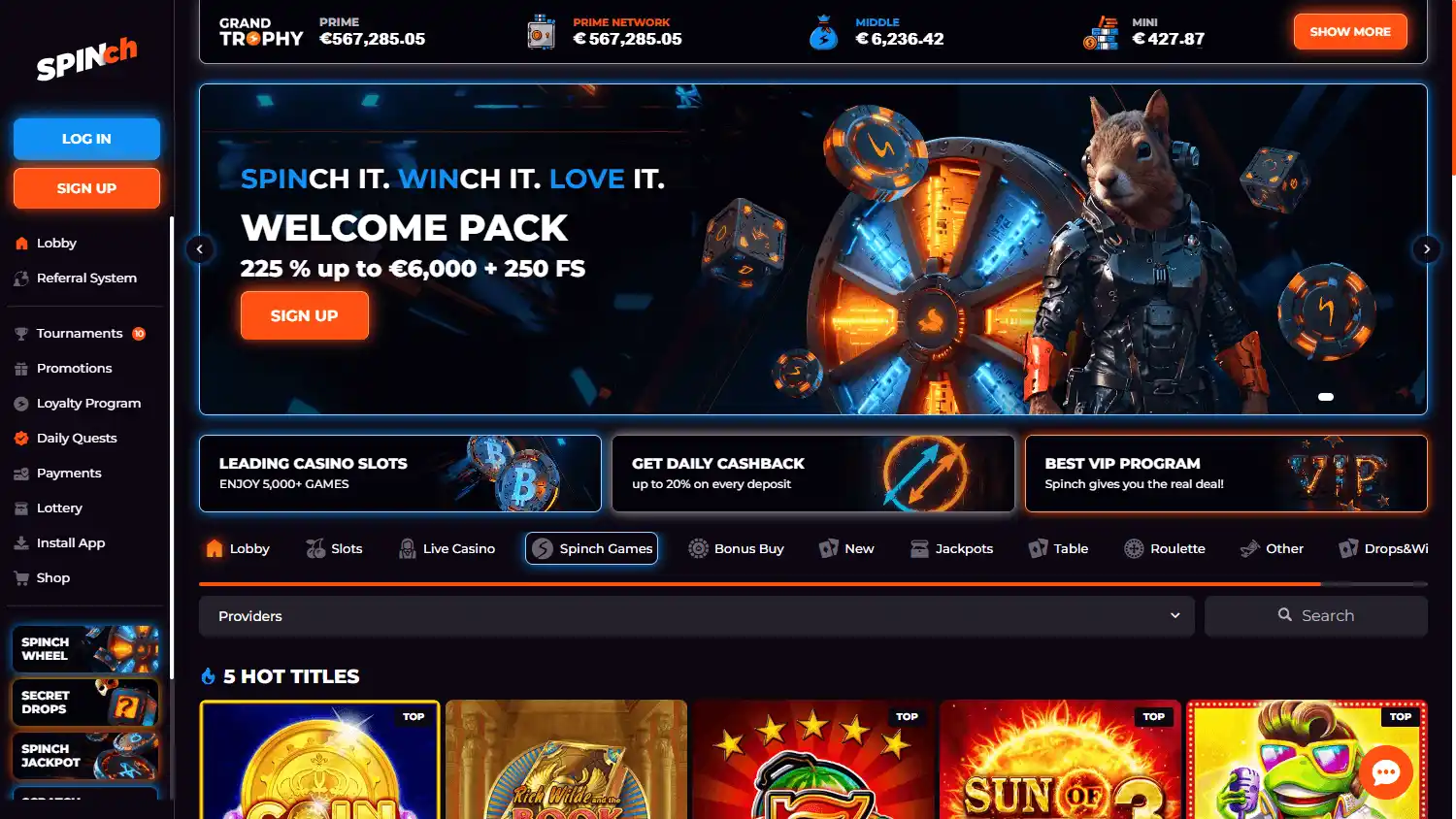 Casino promotions screenshot