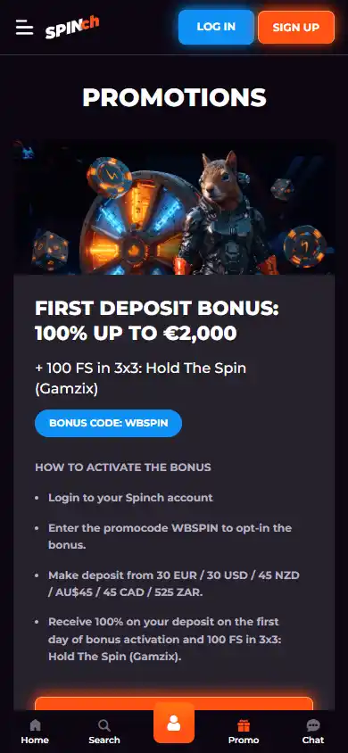 Casino promotions screenshot