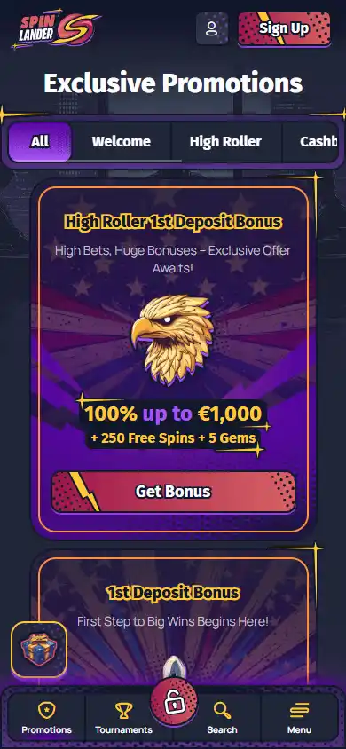 Casino promotions screenshot