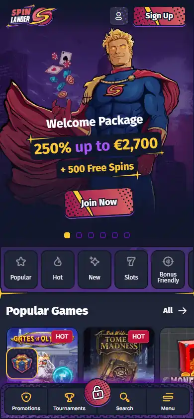 Casino homepage screenshot