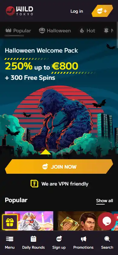 Casino homepage screenshot