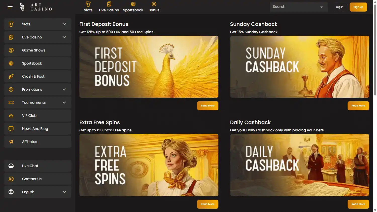 Art Casino Promotions Desktop
