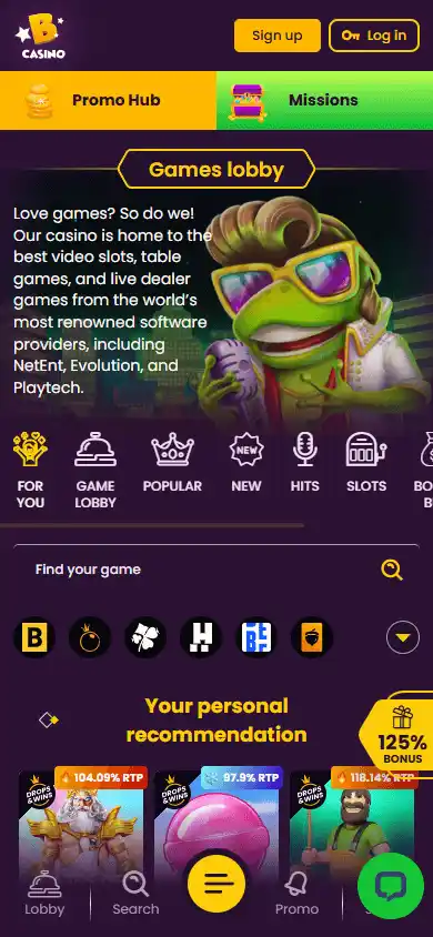 Bizzo Casino Game Gallery Mobile