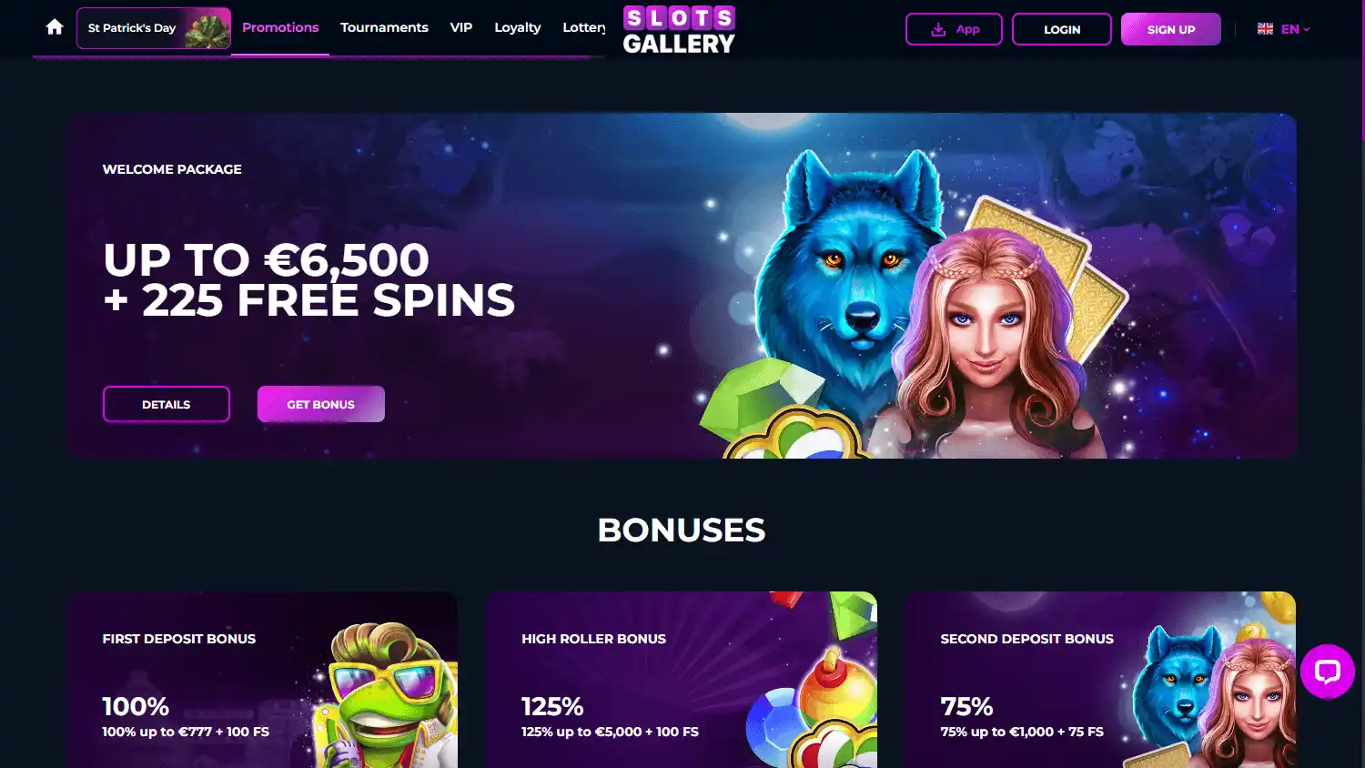 Slots Gallery Casino promotions desktop screenshot