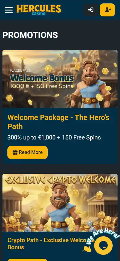 Hercules Casino promotions mobile screenshot