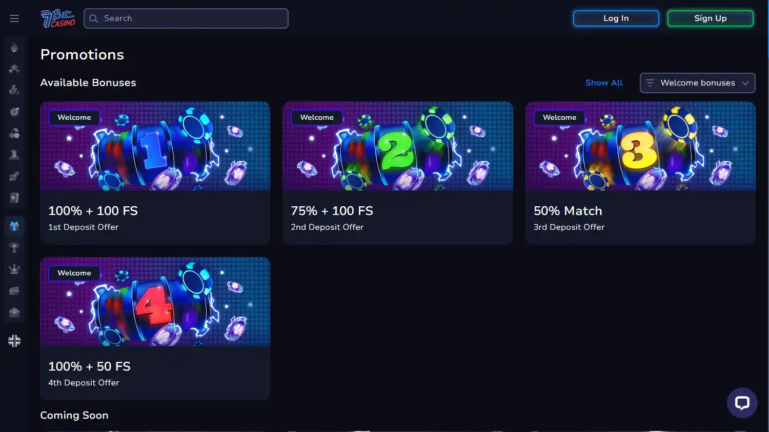 7Bit Casino promotions desktop screenshot
