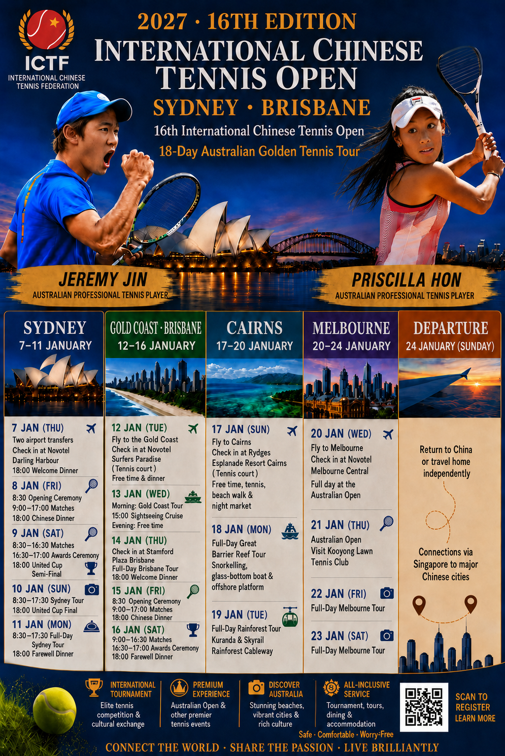 2027 16th International Chinese Tennis Open itinerary