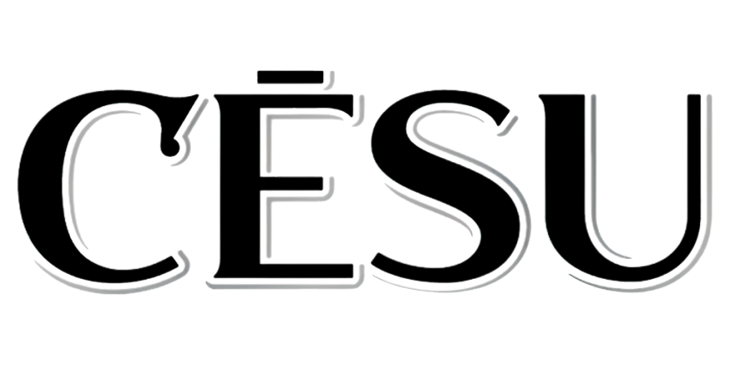 Text logo with the word "CÉSÚ" in bold black uppercase letters with a slight shadow.