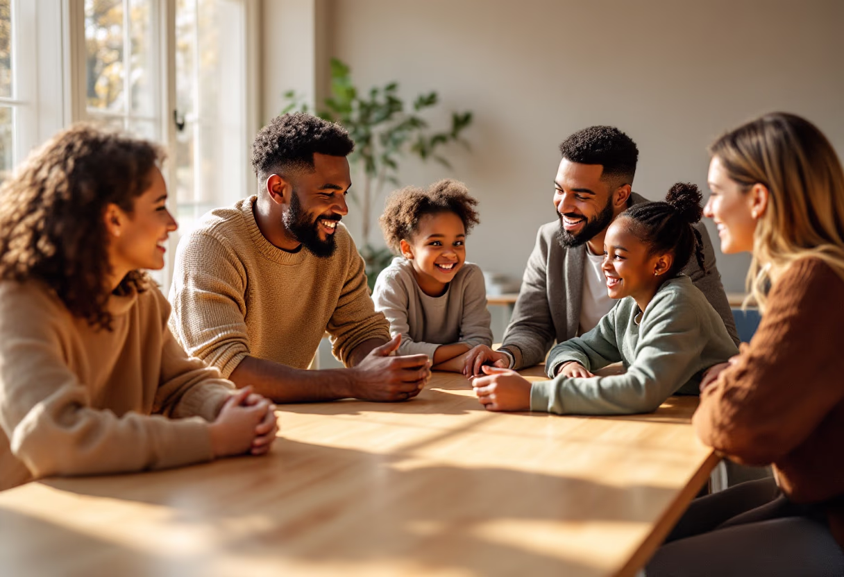 image of parents and staff discussing enrollment