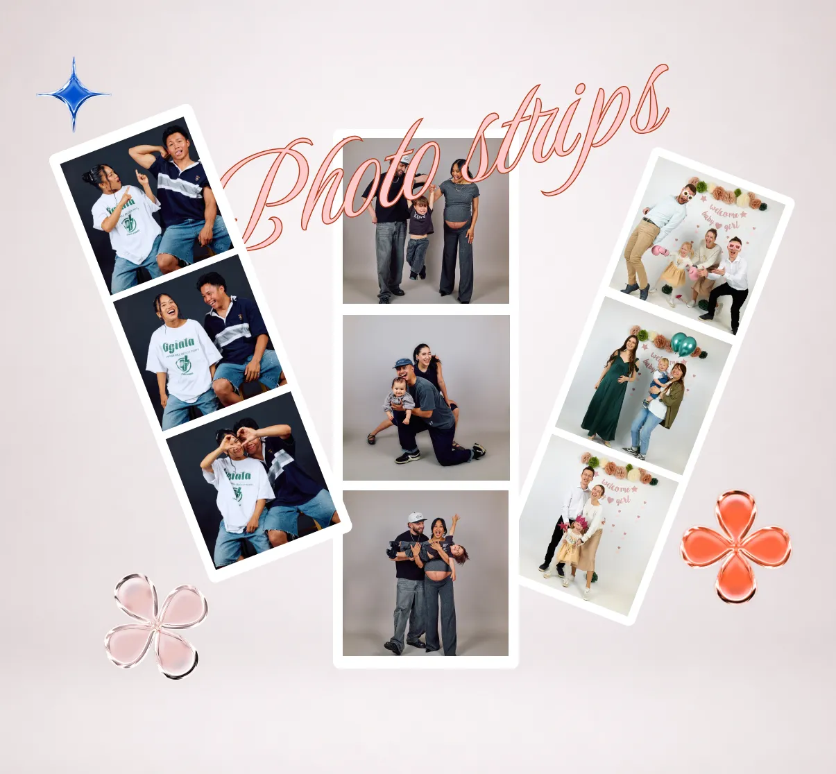 Two by six photo strip samples from Click Click self-portrait sessionsTwo by six photo strip samples from Click Click self-portrait sessions