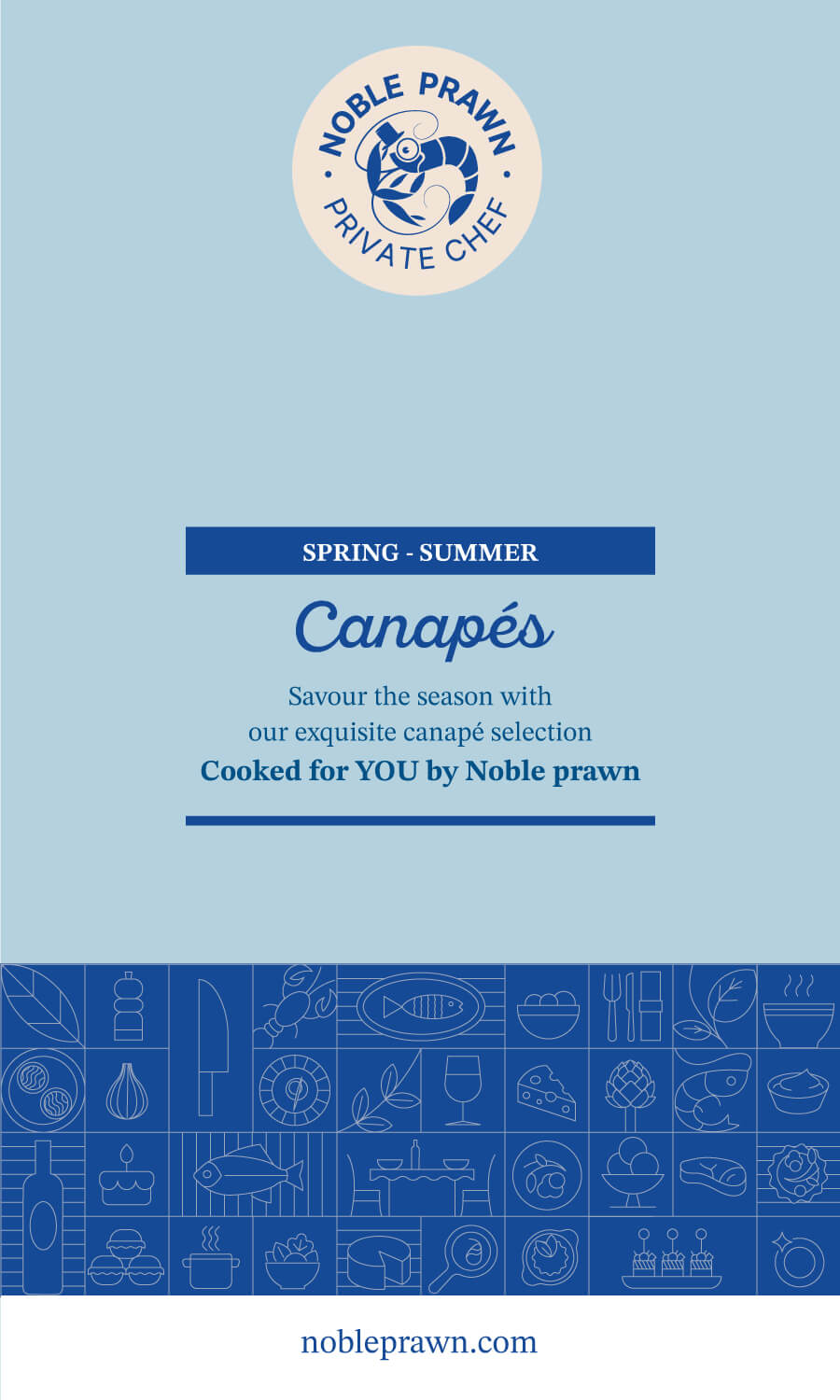 Autumn-Winter Private Dining menu cover by Noble Prawn, featuring hearty seasonal dishes