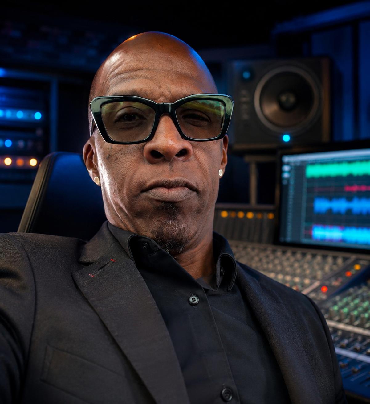 image of a music producer at a console