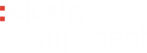 Skala komponent-logo i hvitt på gjennomsiktig bakgrunn.