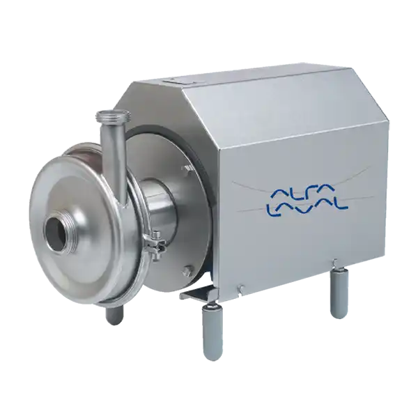 Industriell metallpumpe med Alfa Laval-logo, designet for væskebehandling.