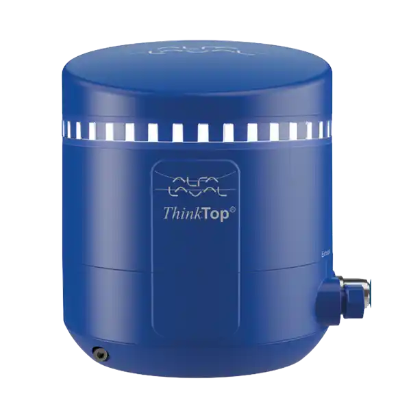 Blå Alfa Laval ThinkTop ventilposisjonsindikator.