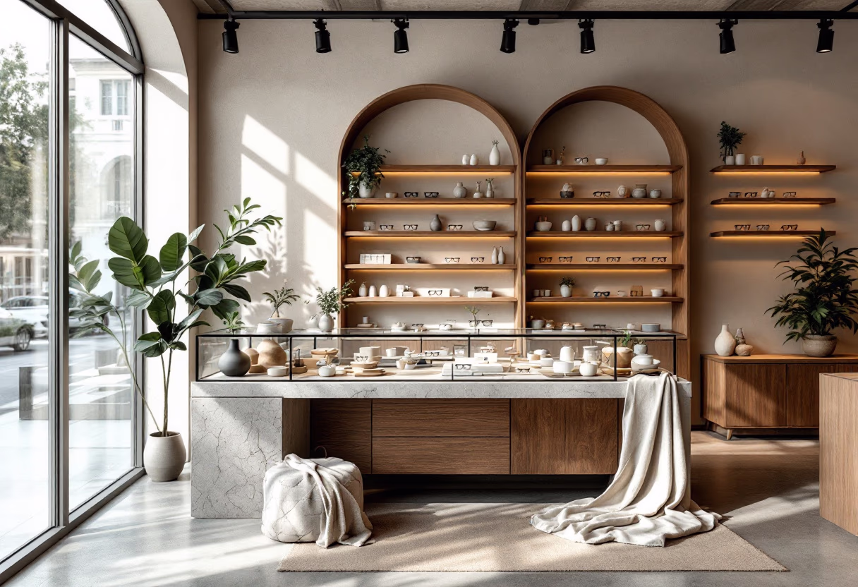 [background image] vibrant instore atmosphere (for a optician store and optometry clinic)