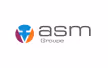 Logo ASM Groupe with a blue and red circular emblem beside black and orange text.