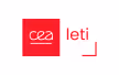 Logo CEA Leti with red square and white text on a white background.