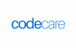 Logo text 'codecare' with 'code' in blue and 'care' in light blue.