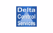 Logo bleu blanc de Delta Control Services avec texte blanc sur fond bleu.